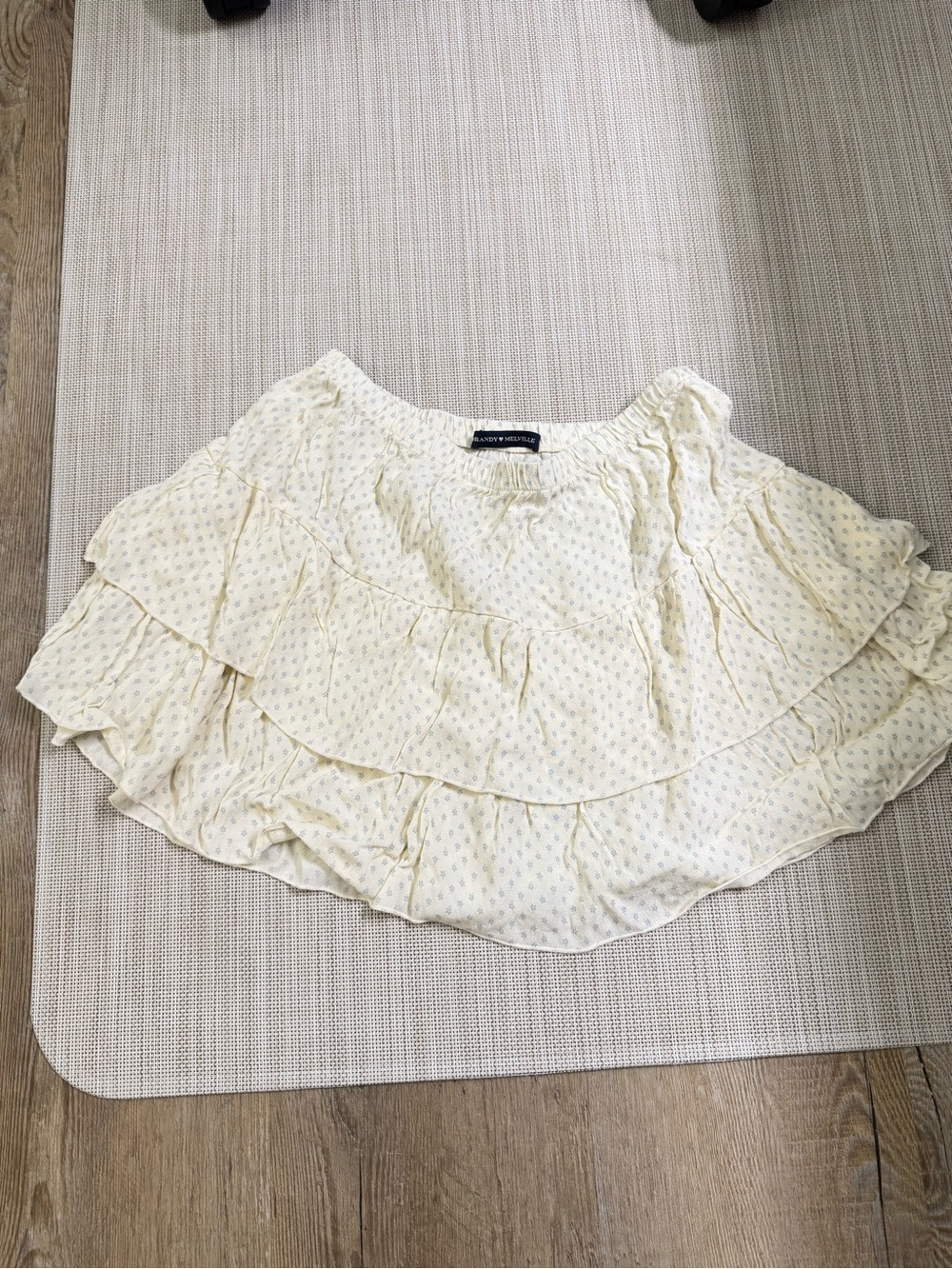 Brandy Melville Light Cream Tiered Mini Skirt
